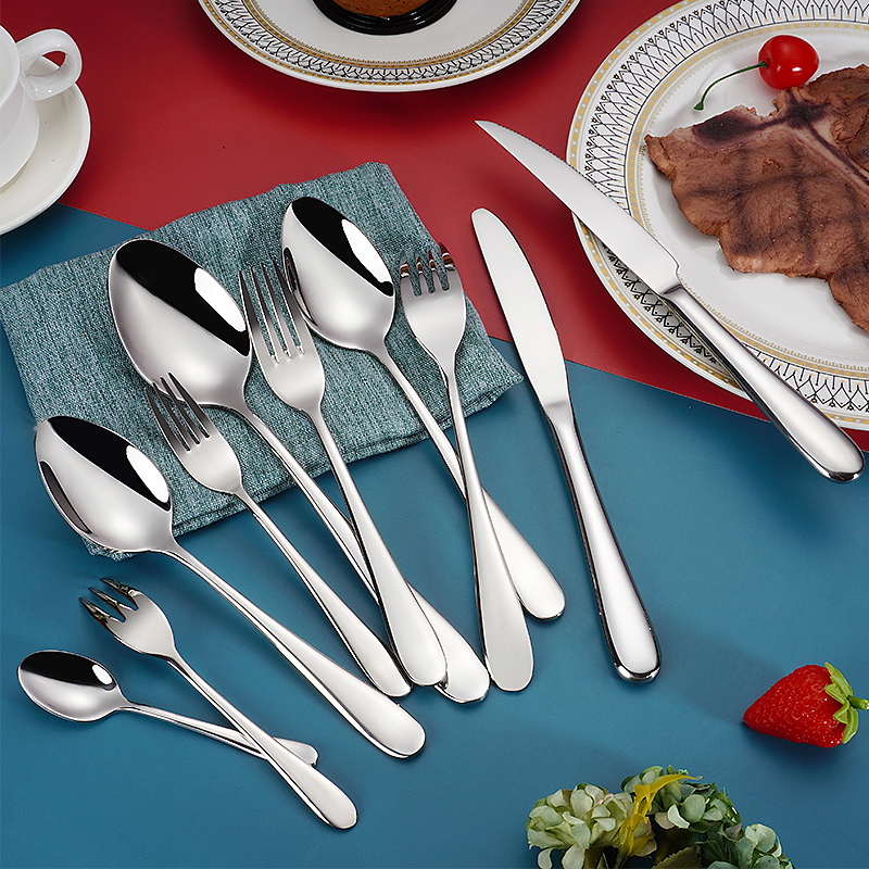 Jieyang Qingzhan Rustless Steel Co., Ltd. Wholesale Factory Price Restaurant Fork Knife Spoon Set Silver Wedding Silverware Stainless Steel Flatware Hotel Cutlery Set