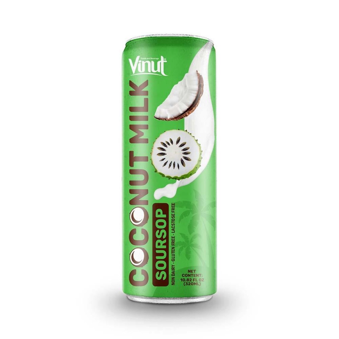 NAM VIET FOODS AND BEVERAGE JOINT STOCK COMPANY Coconut Milk w Soursop | 320ml (Pack of 24) VINUT, Plant Based, Non-GMO, No Added Sugar, Essential Electrolytes, OEM ODM