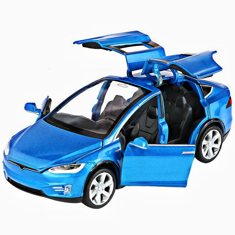 Shenzhen Aurora Technology Limited 2024 hot Diecast toys car 1:32 T model x alloy car model with sound and light pullback collection decoration metal car model toy