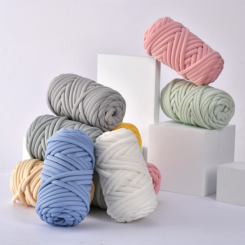 Shanghai Charmkey Textile Co., Ltd. 250gram per PCS 97%polyester and 3%spandex chunky hand knitting yarn cold fabric tube yarn for crochet
