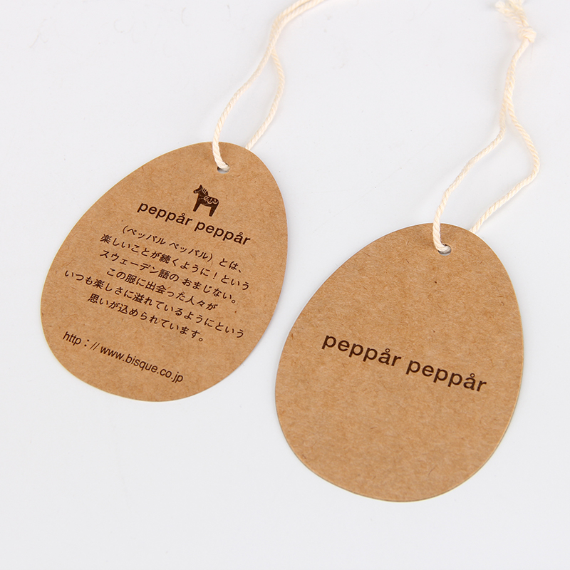 Eco-friendly Recycled Customized Logo 350g Kraft Paper Hang Tags With Cotton Rope