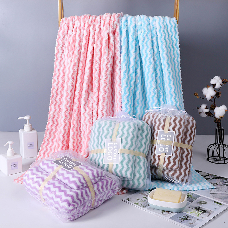 Ningbo Multi Channel Co., Ltd. MU Highly absorbent bath towel suppliers warp knit water wave two piece gift set absorbent micro fiber bath towel set