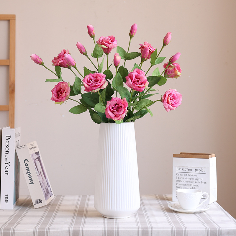 Qingdao Golden Handicrafts Co., LTD. High Quality 2 Heads Real Touch Flowers Latex Lisianthus Flowers Artificial Flower Arrangement for Home Living Room Wedding