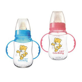 Phthalate, BPA, nitrosamine, Latex, PVC free plastic and silicone baby milk feeding bottle with FDA Standard