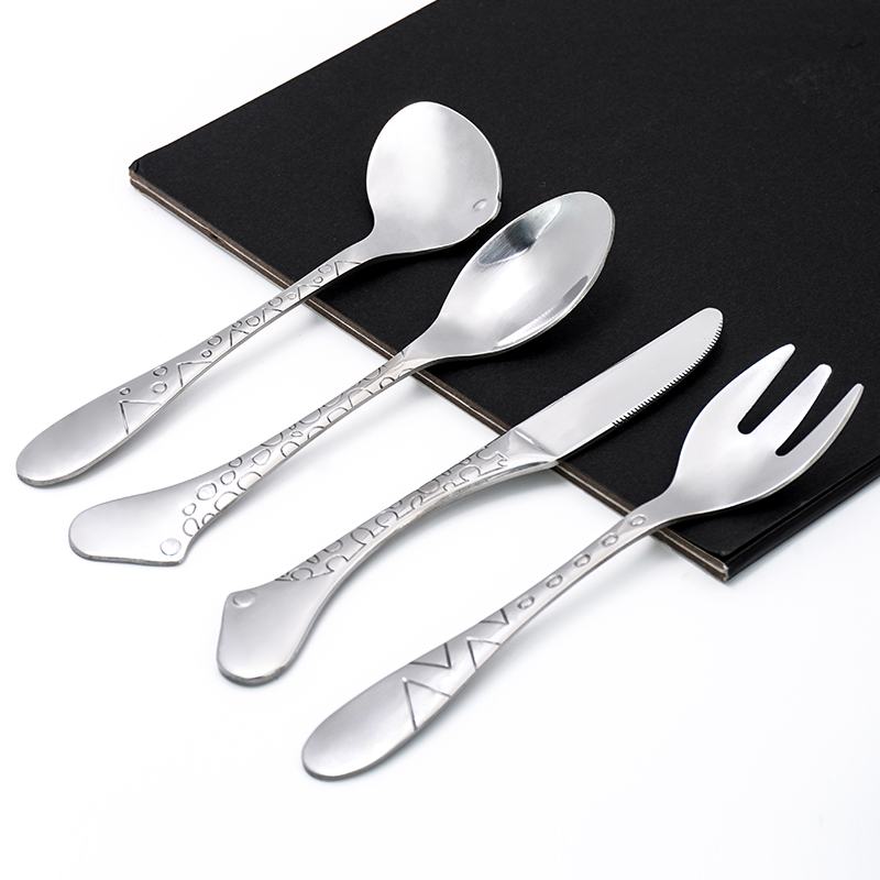 Jieyang Qingzhan Rustless Steel Co., Ltd. Wholesale 18/10 Spoon Fork Knife Set Reusable Children Gift Cartoon Silverware Kids Flatware Stainless Steel Cutlery Set