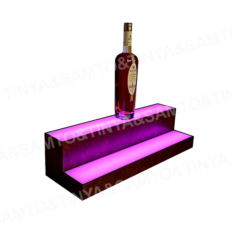 Shenzhen Tinya Intelligent Technology Co., Ltd. Whisky Bottle Glorifier Acrylic Rack 2 Tier Beer Wine Bottle Display Stand Nightclub Liquor Display Rack