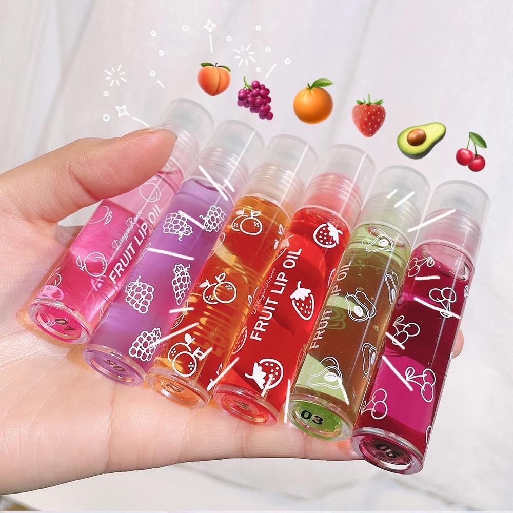Market Union Co., Ltd. Fresh Fruit Roll-on Lip Balm Lip Makeup Primer Moisturizing Clear Transparent Oil Long Lasting Hydrating Lip Gloss Cosmetics
