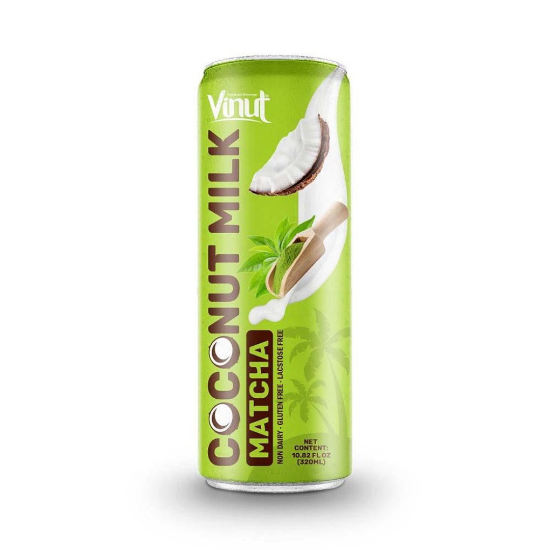 NAM VIET FOODS AND BEVERAGE JOINT STOCK COMPANY Coconut Milk w Matcha | 320ml (Pack of 24) VINUT, Plant Based, Non-GMO, No Added Sugar, Essential Electrolytes, OEM ODM