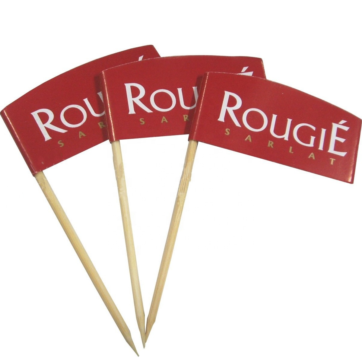 Bamboo Yantai Co., Ltd. Jinjiang wholesale high quality custom colored toothpicks with custom printing flag