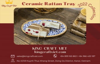 KING CRAFT VIET Ceramic Rattan Tray