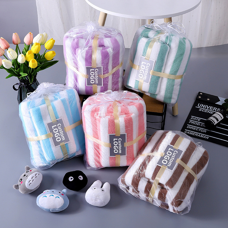 Ningbo Multi Channel Co., Ltd. MU Hot selling 2 piece bathing towel gift pack super soft quickly dry multicolor household coral fleece bath towel for adult