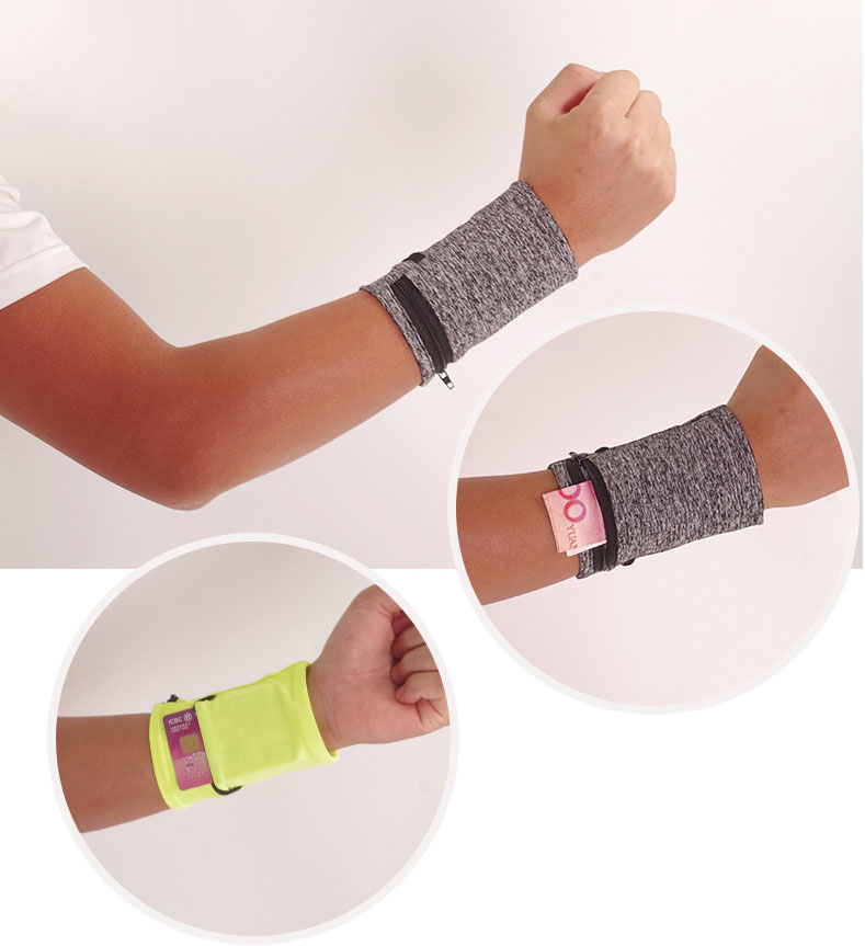 Shijiazhuang Langofit Import And Export Co., Ltd. Men Women Sweat bands Zipper Wrist Wallet Running Walking Workout Wristband Zipper Wrist Wallet Pouch