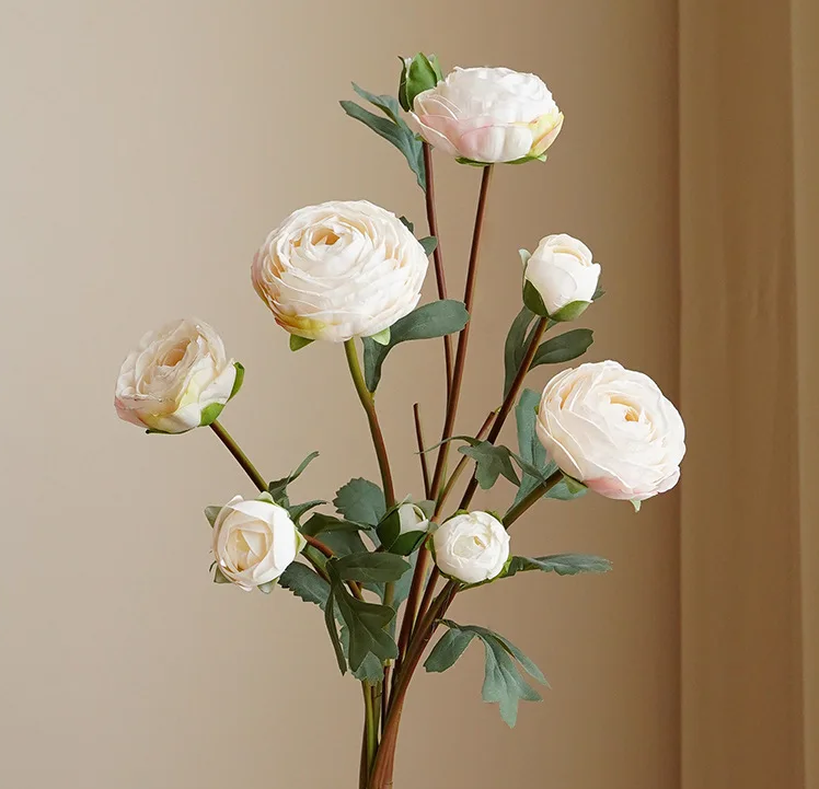 Qingdao Golden Handicrafts Co., LTD. White Peonies Flowers Artificial Floral Arrangement Silk Peonies Flower Bouquet Peony Artificial Flower For Wedding Decor