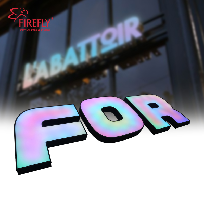 Jiangmen Firefly Advertising Sign Products Co., Ltd. Free Design 3D letter LED Shop Acrylic Sign RGB Multi-Color Acrylic Stainless Steel Channel Letter Advertising Sign