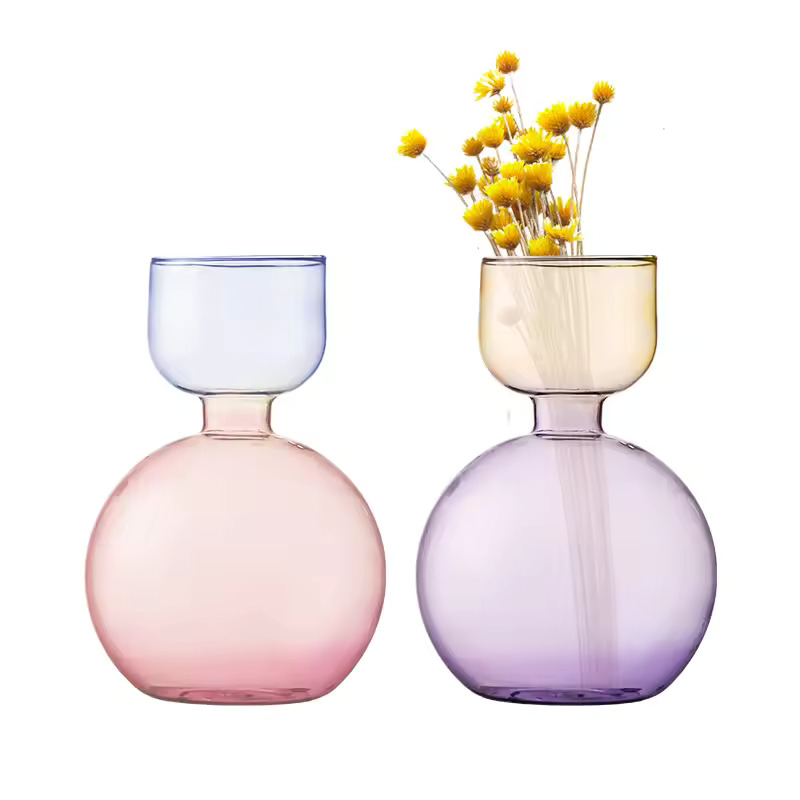 METIER LIFESTYLE PRODUCTS PRIVATE LIMITED Metier high borosilicate glass vase flower hand blown glass colored modern creative vase for bed room dining room