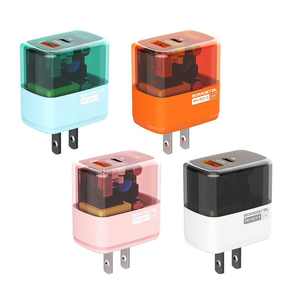 Guangzhou JQX Trade Co., Ltd. SOMOSTEL SMS-Q38 PD&QC3.0 20W fast charging charger adapters mobile cell phone travel charger with cable