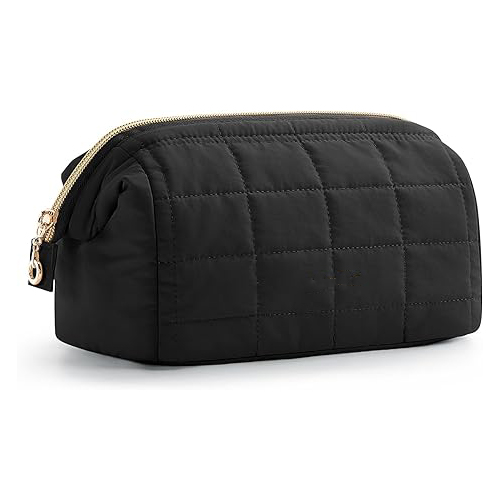 Fujian TD Industries Co.,Ltd Makeup Bag Travel Cosmetic Bag and Puffy Padded Make Up Bags Large Capacity Makeup Organizer Case with Wide-open Pouch Purse