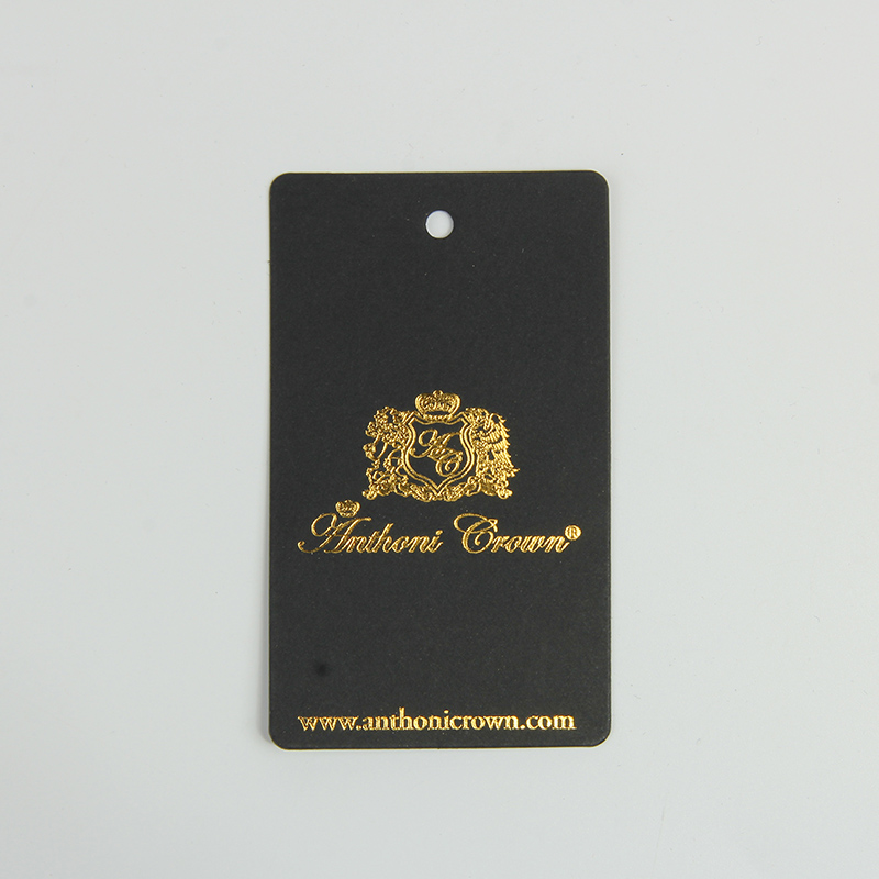 Wuhan Sinicline Industry Co., Ltd. Logo Deboss Gold Blocking Label 500g Black Card Paper Swing Hang Tag For Apparel Garment Accessories Clothing Clothes