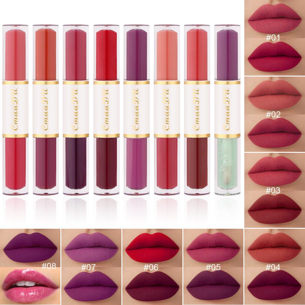 Natural 2 in 1 Matte Liquid Lip Gloss Set Long Lasting Waterproof High Pigment Lip Makeup Kit with Custom Logo Lipstick
