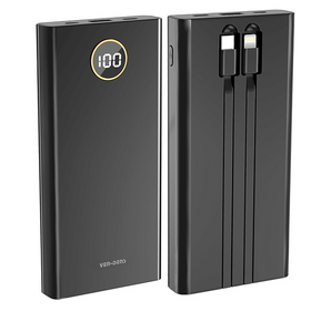 Company - Hugh Sutherland Wood Wholesale Price 10000mAh Power Bank Portable Build-in Cables Fast Charging Elegant Design Dual Type-C USB Port
