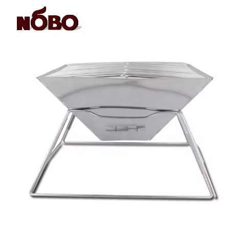 Chaozhou Nuobao Hardware Products Factory (sole Proprietorship) Commercial Easy Carry Stainless Steel Barbecue Grill Charcoal Foldable Bbq Grill for Camping