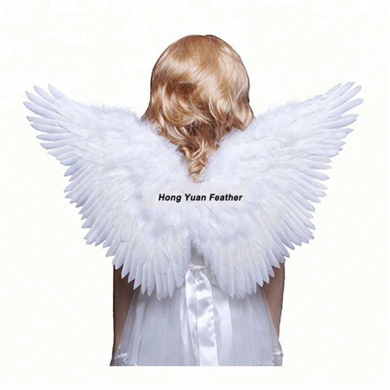 Cixi Hong Yuan Feather Products Co., Ltd. White Goose Feather Angel Wing For Kids Christmas Party Costume Cosplay Dance Stage Show Carnival Halloween Festive Decor