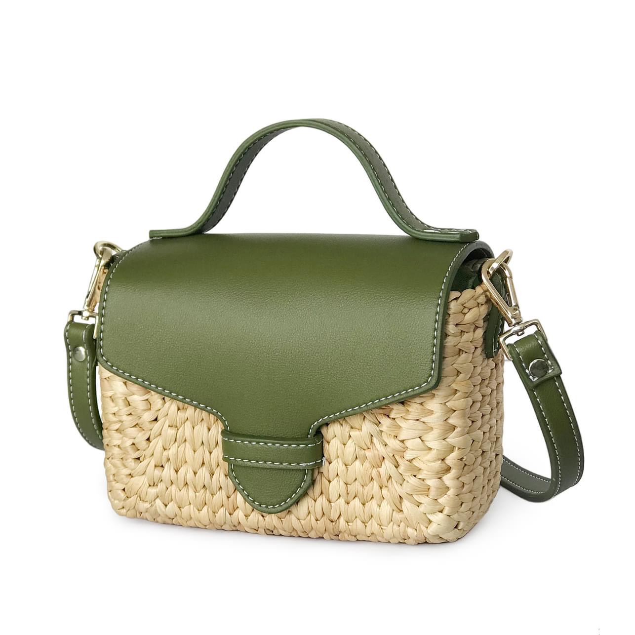 Fashion Bag 2024 with Water Hyacinth Bag With Leather Handle and Strap Handmade From Best Supplier in Vietnam