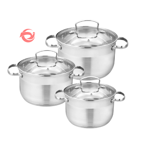 JIANGMEN CITY XINHUI DISTRICT JIALI METAL PRODUCTS CO., LTD Wholesale 6 Pics Stainless Home Steel Pots And Pans Stainless Steel Casserole Pot Saucepan Traditional Cookware Sets
