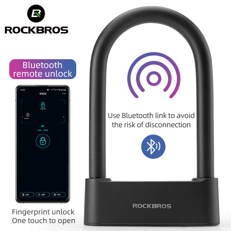 Zhejiang ROCKBROS Sports Goods Group Co.,Ltd. ROCKBROS Smart Bicycle U lock Anti-theft Fingerprint Bike Lock Bicycle Alarm Lock