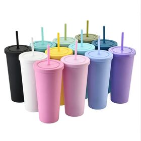 Simple Modern Pastel Colored BPA Free Plastic 24oz Matte Double Wall Acrylic Tumbler Cup with Lid and Straw