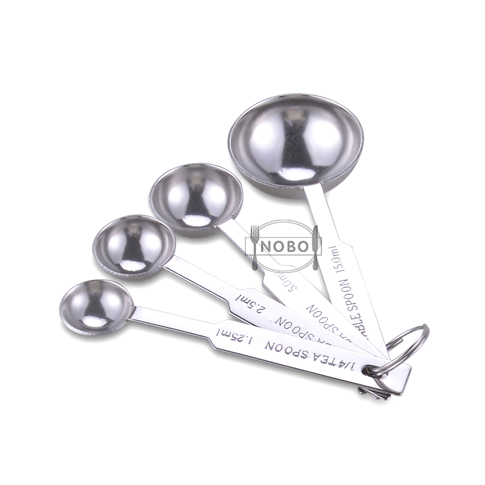 Chaozhou Nuobao Hardware Products Factory (sole Proprietorship) Wholesale 4pcs Custom Mini Metal Stainless Steel Measuring Cups Set of Kitchen Tools for Baking