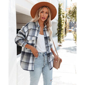Polywell Textiles (International) Co., Ltd Women's Fall/Winter 2024 New Lapel Breasted Plaid Casual Tweed Jackets
