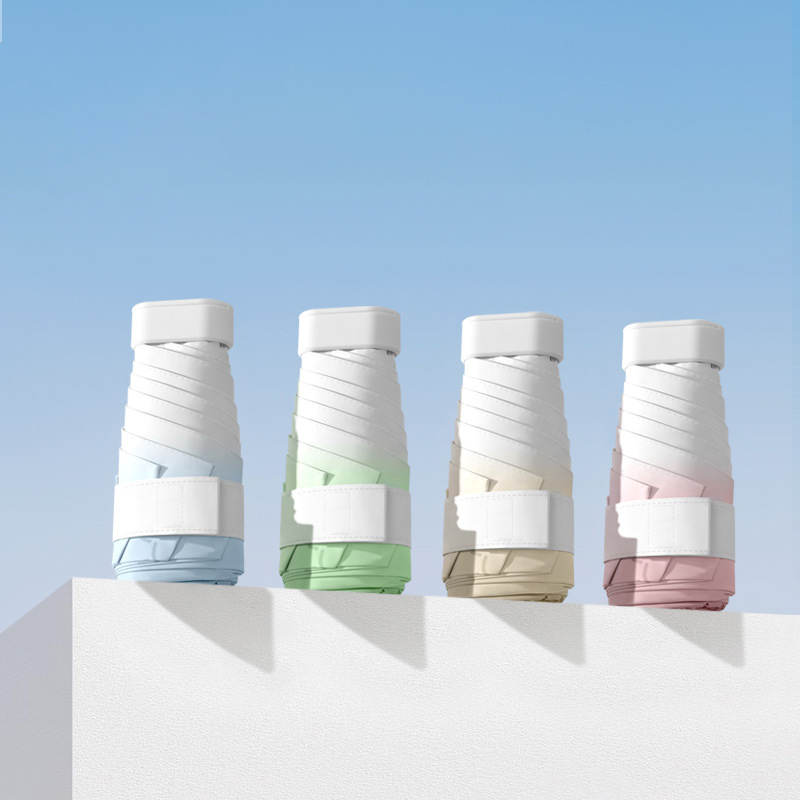 Avenoir Housewares (Sichuan) Co., Ltd Wholesale Travel Portable Mini Capsule Gradient Color Pocket Six Folding Sunshade Waterproof Sunscreen Umbrella