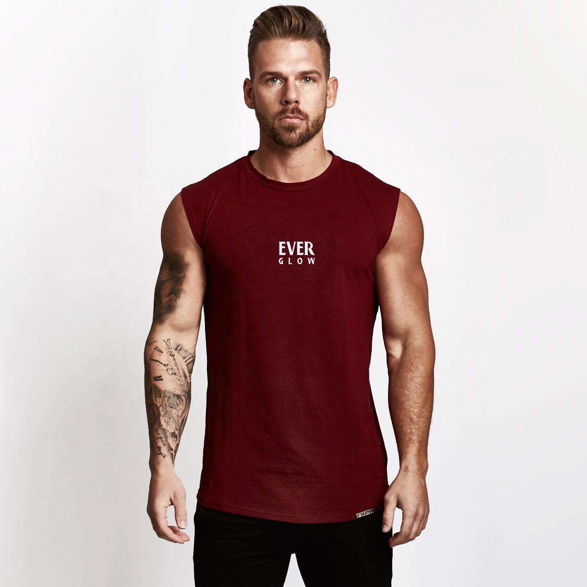EVER GLOW 100% Cotton Men Vest Top High Quality Gym wear custom Logo tank top for men Quick dry men tank top