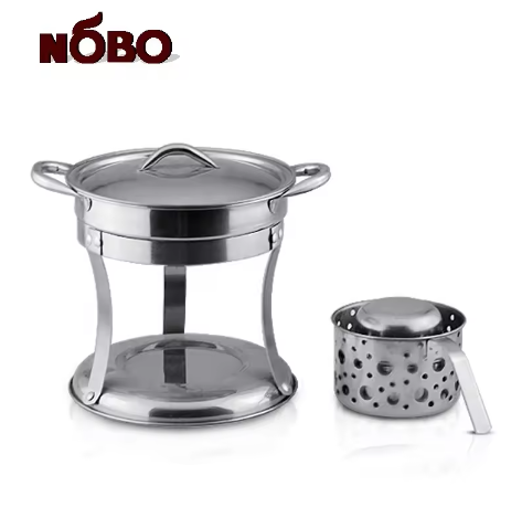 Chaozhou Nuobao Hardware Products Factory (sole Proprietorship) Japanese Stainless Steel Alcohol Furnace for Camping Hotel & Restaurant Supplies with Lids