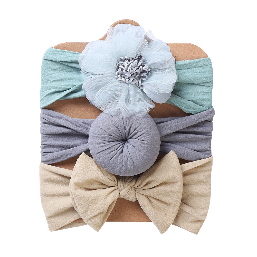 Skylark Network Co., Ltd. 3Pcs Baby Nylon Headband Infant Lace Elastic Soft Newborn Fabric Hair Bands Set