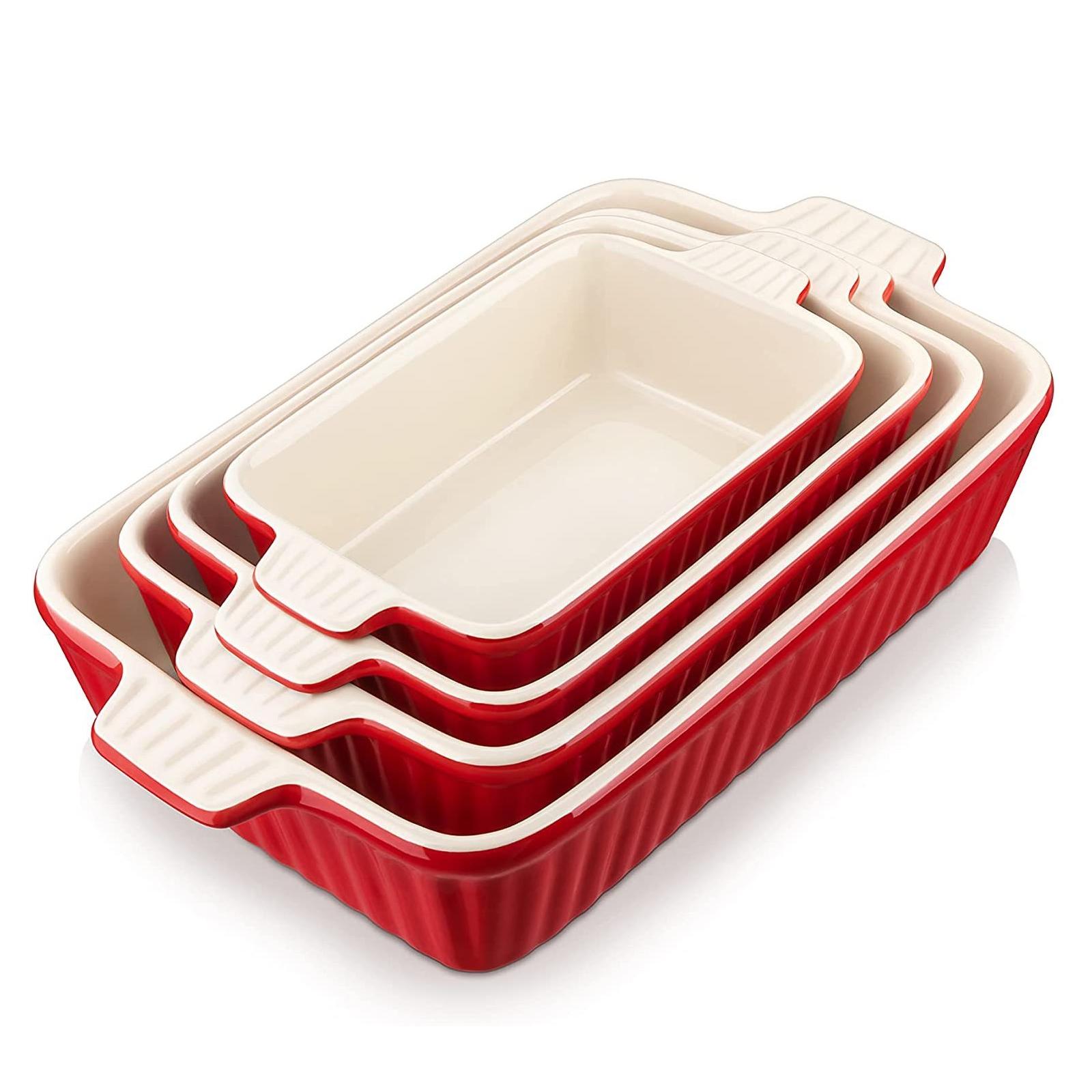 Xi'an Globalhome Co., Ltd. 9.4"/11.1"/12.2"/14.7" Ceramic porcelain baking dish baking tray cake baking pan with handles