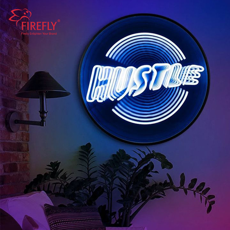 Jiangmen Firefly Advertising Sign Products Co., Ltd. Personality Decoration Multi-layer Mirror 3D Magic Neon Sign Mirror Neon Infinity Mirror Neon Sign