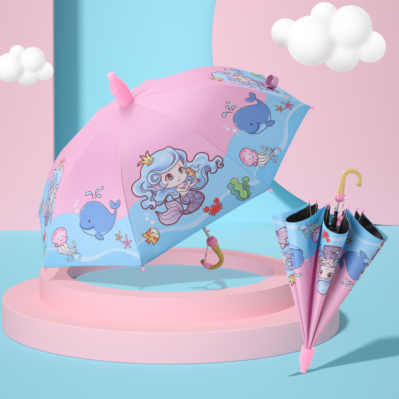Wholesale Manufacturers Cartoon Children Ultra-light Automatic Waterproof Windproof Sunshade Long Handle Umbrella