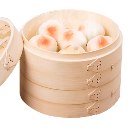 Wholesale household cooking tools two tiers natural bamboo material steamer for xiao long bao