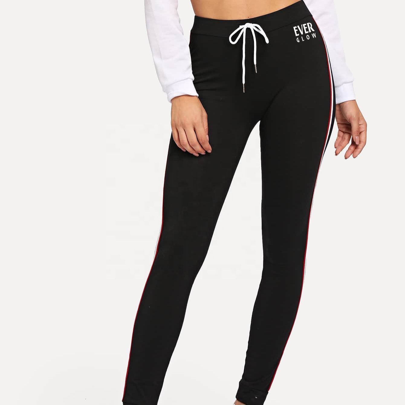 EVER GLOW New strip red white style women Trousers Custom Logo Jogging Trouser for women Outdoor Clothes Fashion Jogging Sport Trousers